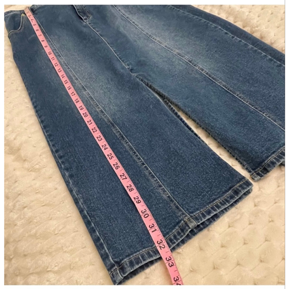 INC Blue Denim Stretch Midi Skirt 14P Boho Western Dark Wash Slit Jean - Picture 11 of 11